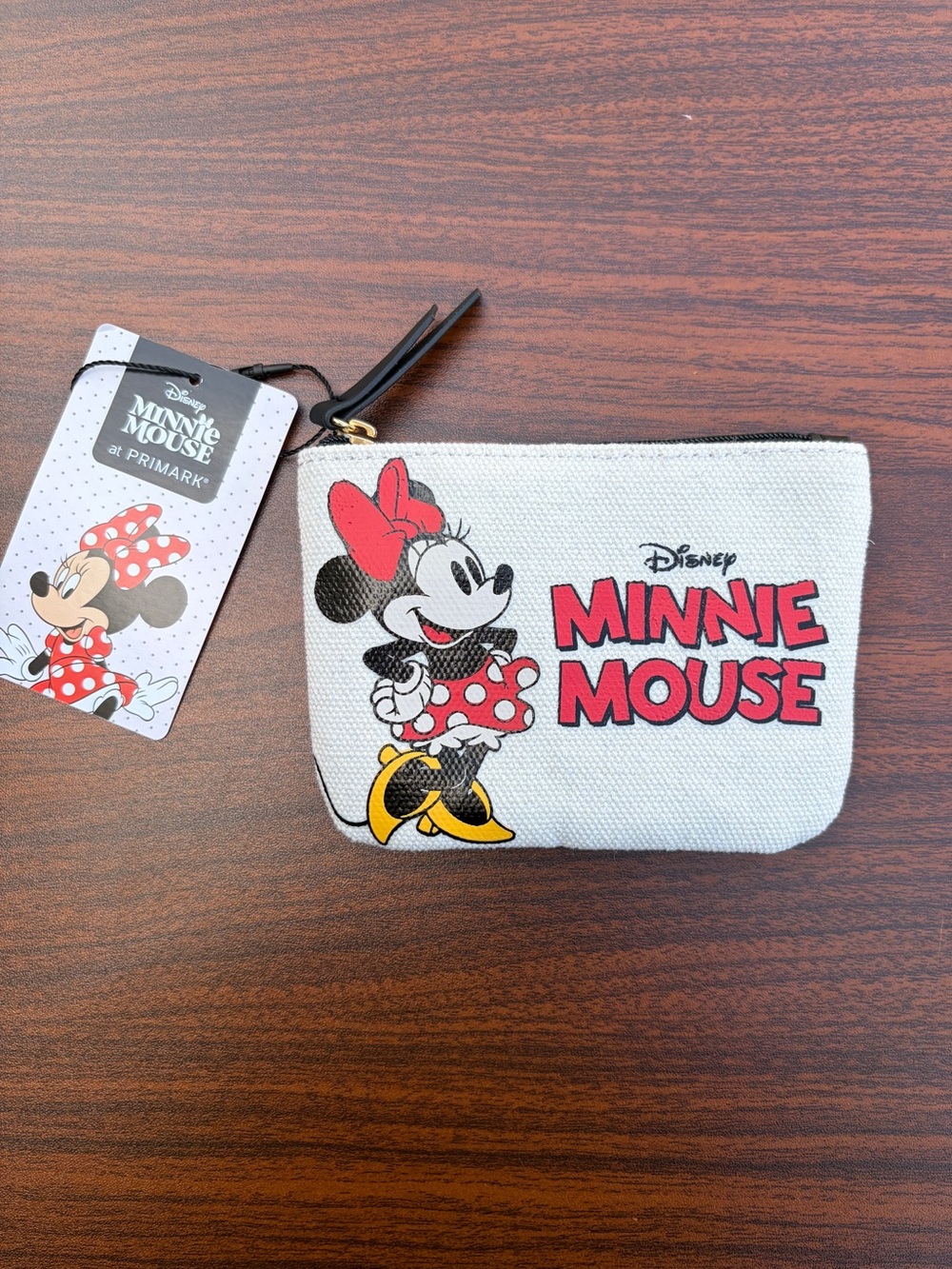 Disney Minnie Mouse Primark Canvas Coin Purse Zip Pouch NWT